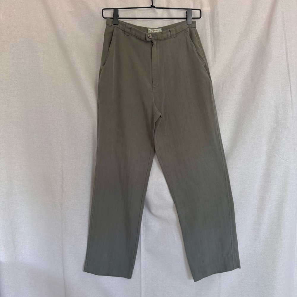 vintage tommy bahama silk high waisted pants capris green size 2